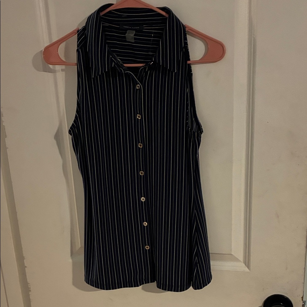 Tommy Hilfiger Navy Striped Button Down Shirt